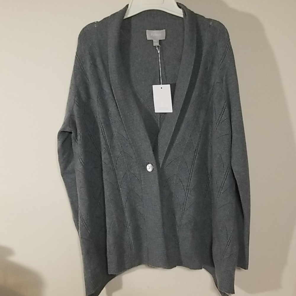 Ryllace plus 1X cashmere one button cardigan green sweater new with tags